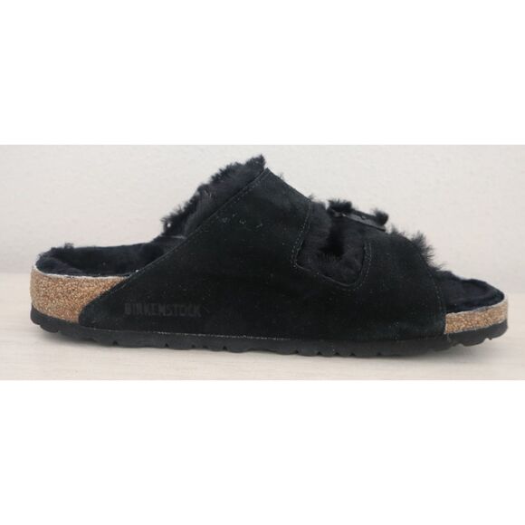 Birkenstock EUR 41 Women's 10 Men's 8 Black Suede Arizona Shearling Sandals - Picture 7 of 12